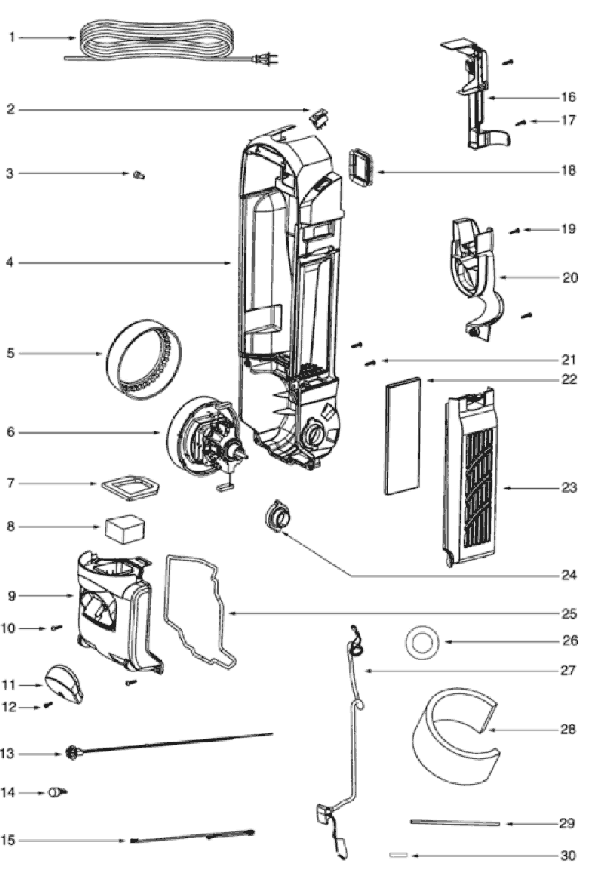 Page B Diagram and Parts List for 5850AZ  Eureka Upright Vacuum