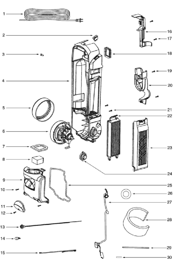 Page C Diagram and Parts List for 5851AV  Eureka Upright Vacuum