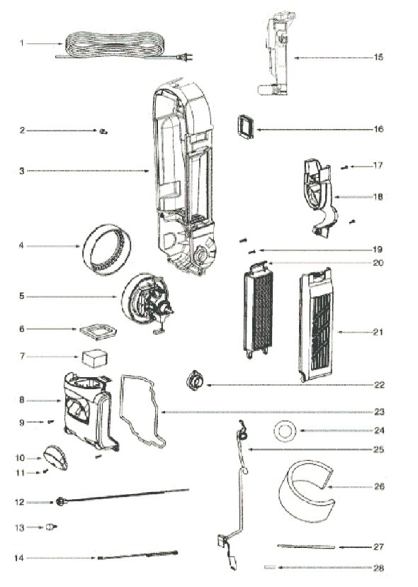 Page B Diagram and Parts List for 5853A  Eureka Upright Vacuum