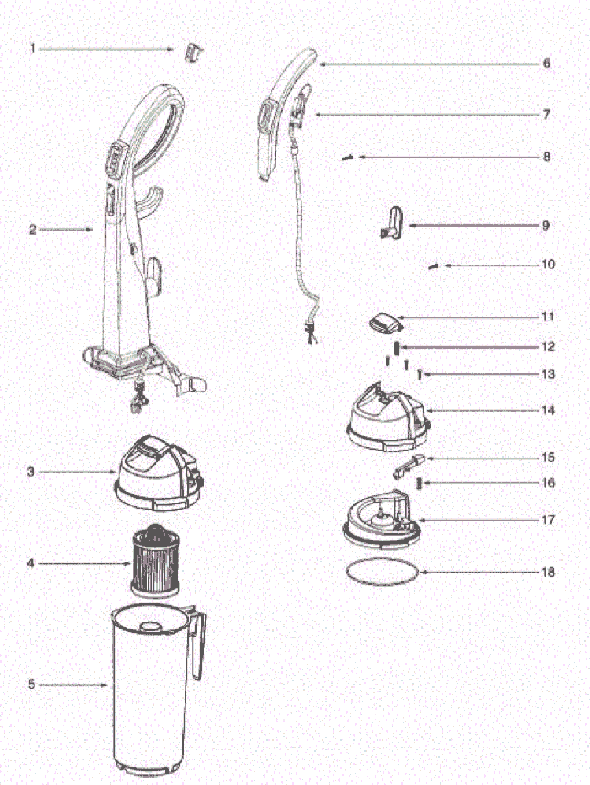 Page C Diagram and Parts List for 5855AN  Eureka Upright Vacuum