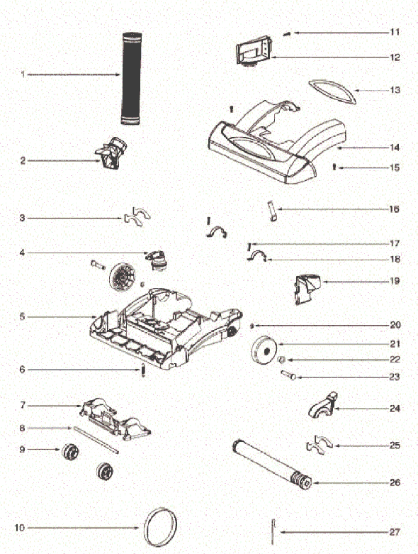 Page B Diagram and Parts List for 5855AZ  Eureka Upright Vacuum