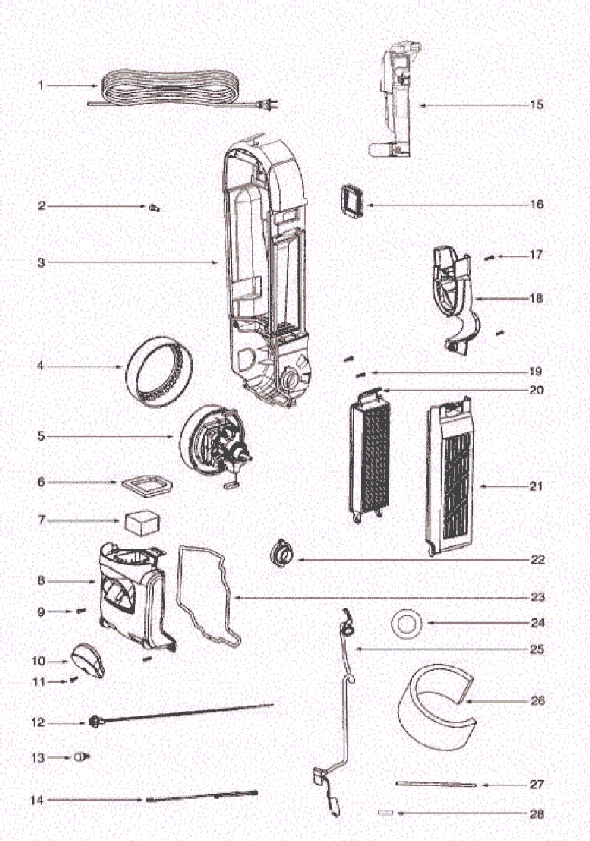 Page D Diagram and Parts List for 5855AZ  Eureka Upright Vacuum