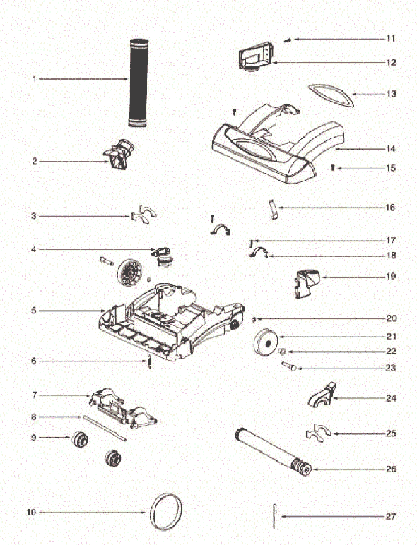 Page B Diagram and Parts List for 5855BZ  Eureka Upright Vacuum