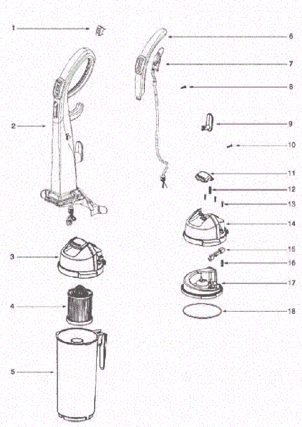 Page C Diagram and Parts List for 5855BZ  Eureka Upright Vacuum