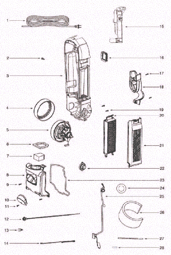 Page D Diagram and Parts List for 5855BZ  Eureka Upright Vacuum