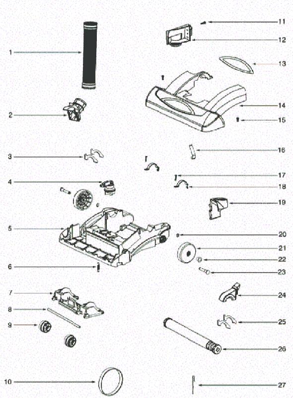 Page B Diagram and Parts List for 5856AV  Eureka Upright Vacuum