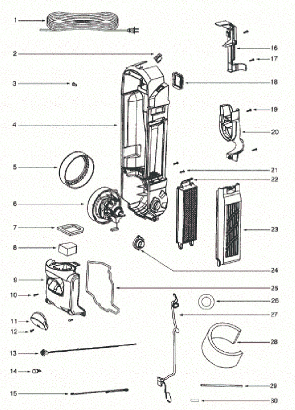 Page D Diagram and Parts List for 5856BVZ  Eureka Upright Vacuum