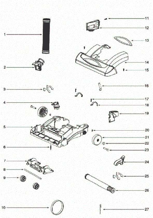 Page B Diagram and Parts List for 5857AZ  Eureka Upright Vacuum