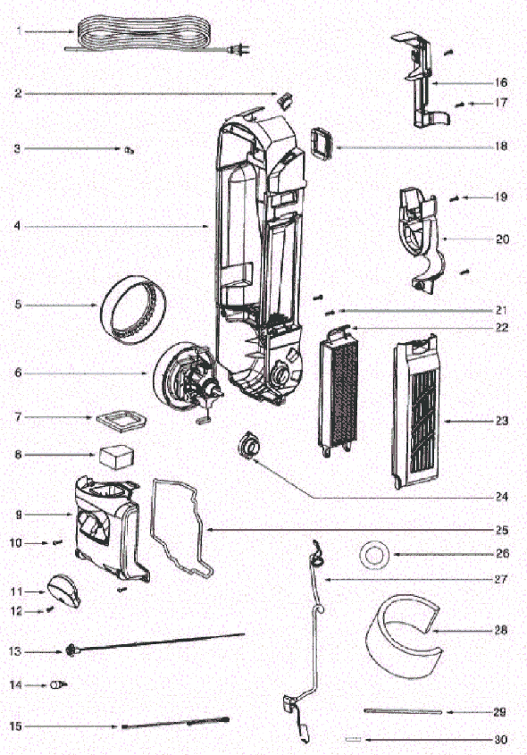 Page D Diagram and Parts List for 5857AZ  Eureka Upright Vacuum