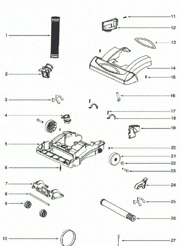 Page B Diagram and Parts List for 5859ASZ  Eureka Upright Vacuum