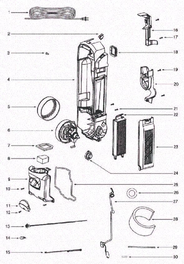Page D Diagram and Parts List for 5859ASZ  Eureka Upright Vacuum