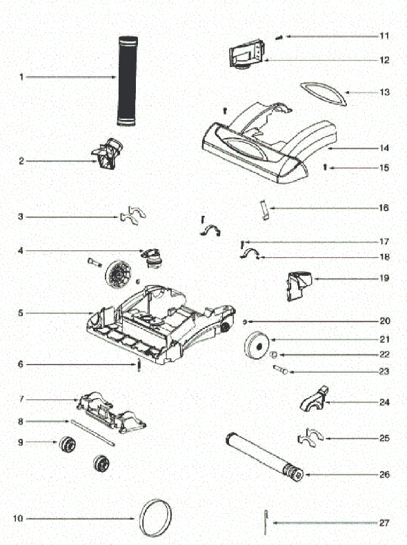 Page B Diagram and Parts List for 5860AVH-1  Eureka Upright Vacuum