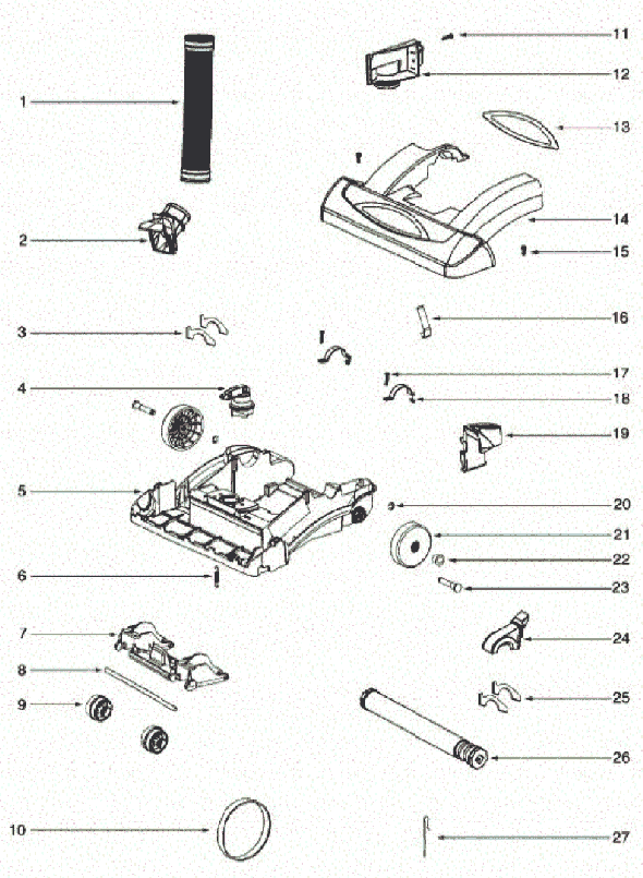 Page B Diagram and Parts List for 5860AVZ  Eureka Upright Vacuum