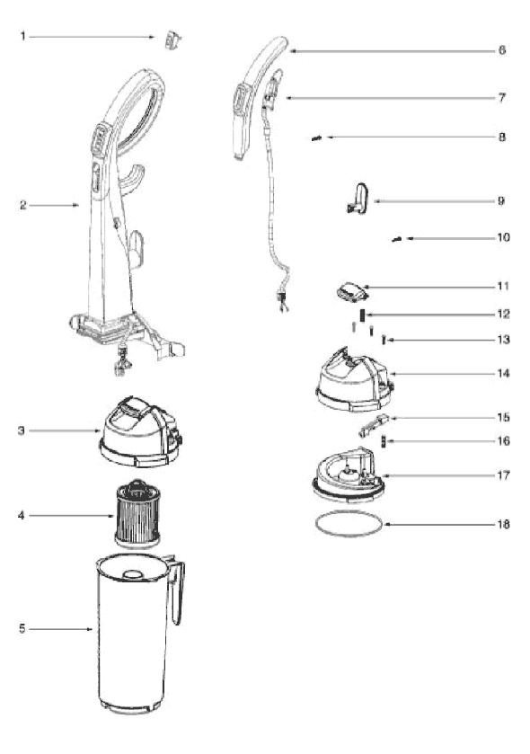 Page C Diagram and Parts List for 5860AVZ  Eureka Upright Vacuum