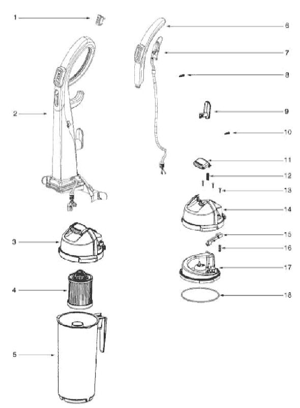 Page C Diagram and Parts List for 5860BVZ  Eureka Upright Vacuum