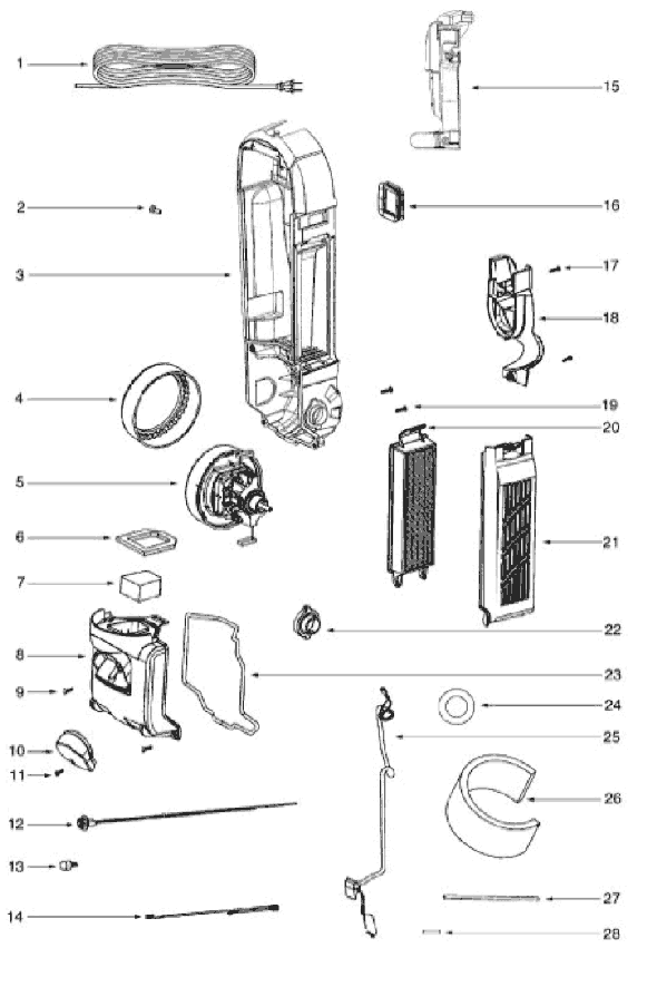 Page D Diagram and Parts List for 5860BVZ  Eureka Upright Vacuum