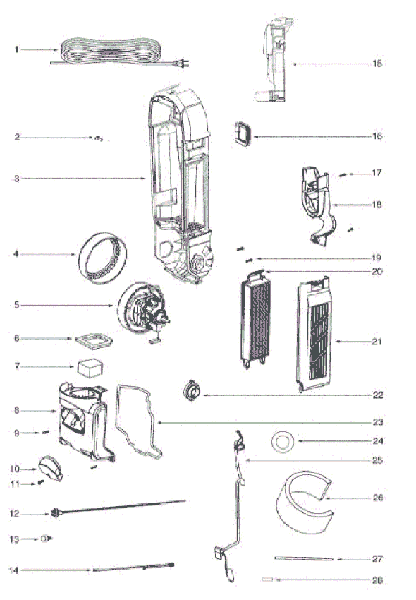 Page D Diagram and Parts List for 5892AZ  Eureka Upright Vacuum
