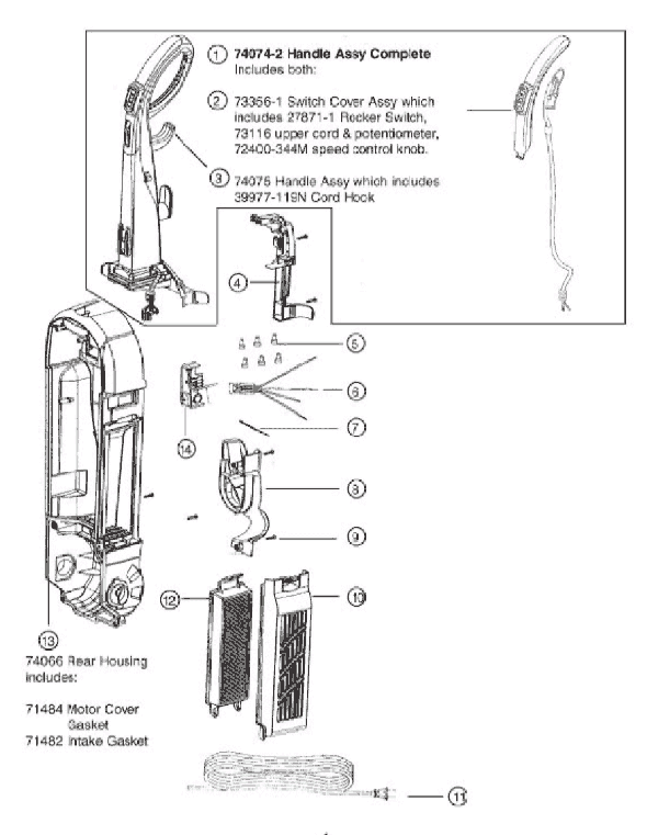 Page D Diagram and Parts List for 5892BVZ  Eureka Upright Vacuum