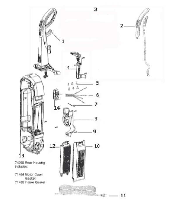 Page D Diagram and Parts List for 5893BVZ  Eureka Upright Vacuum