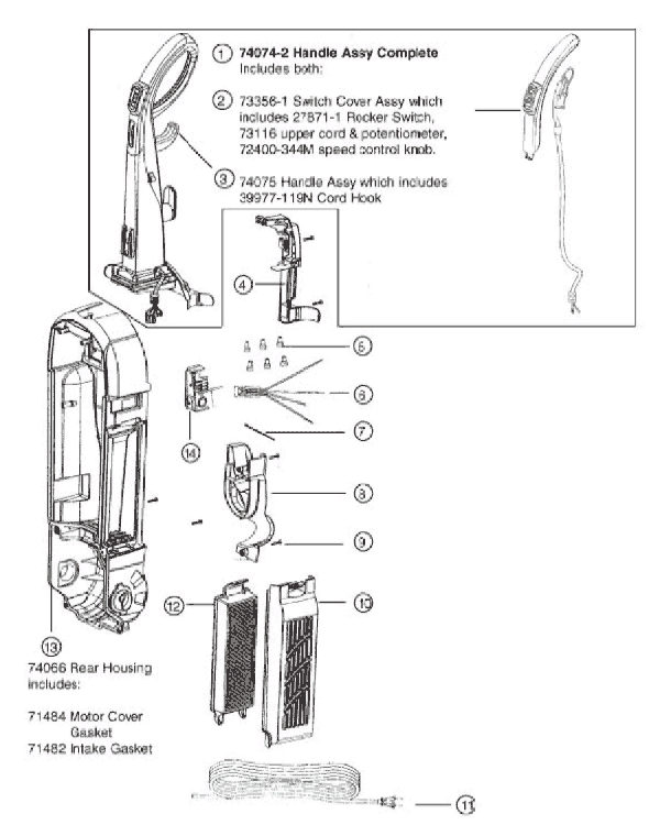 Page D Diagram and Parts List for 5902AVZ  Eureka Upright Vacuum