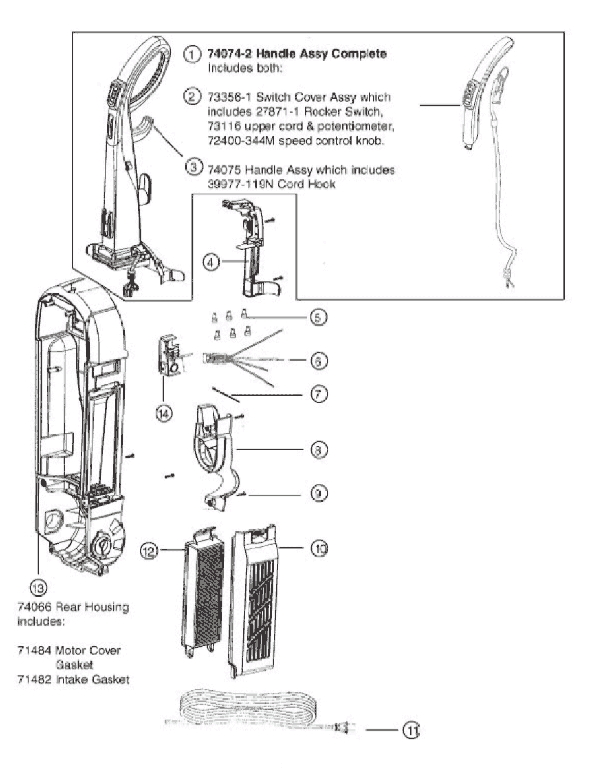 Page D Diagram and Parts List for 5902BVZ  Eureka Upright Vacuum