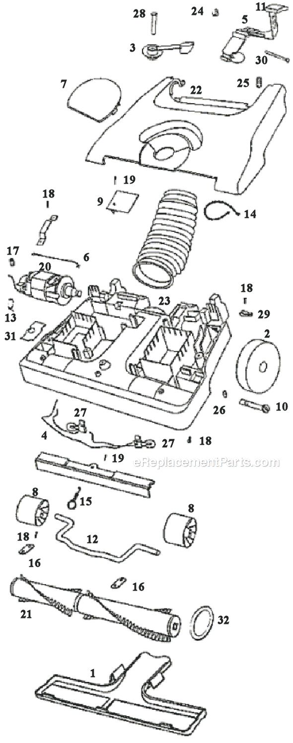 Page A Diagram and Parts List for 6415AT  Eureka Upright Vacuum