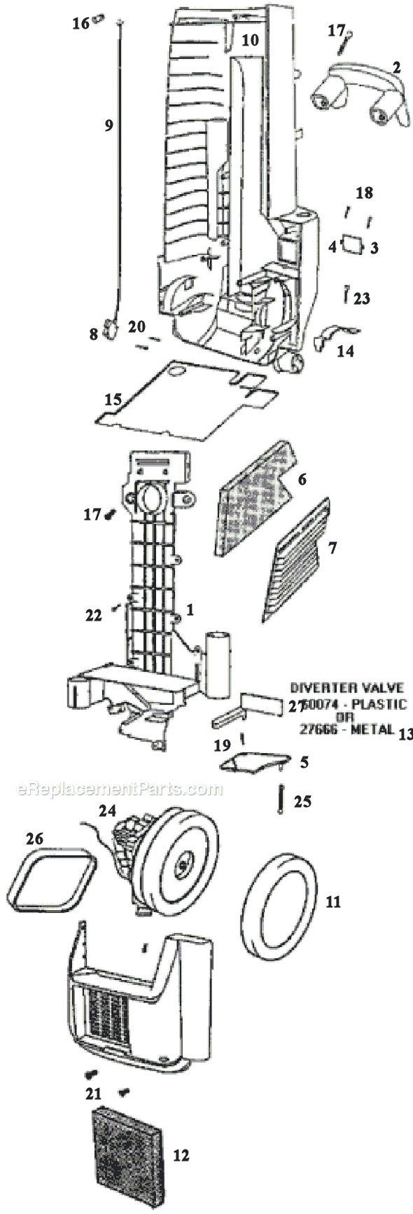Page B Diagram and Parts List for 6415AT  Eureka Upright Vacuum