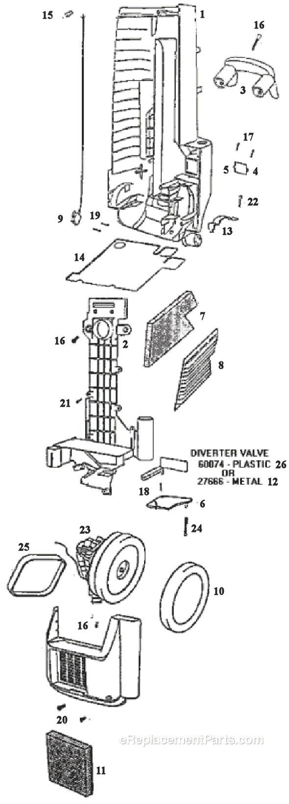 Page B Diagram and Parts List for 6420AT  Eureka Upright Vacuum