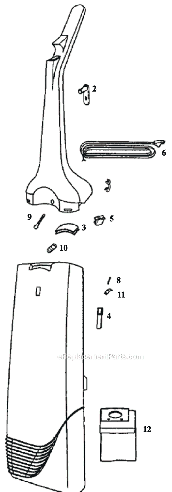 Page C Diagram and Parts List for 6425AT  Eureka Upright Vacuum