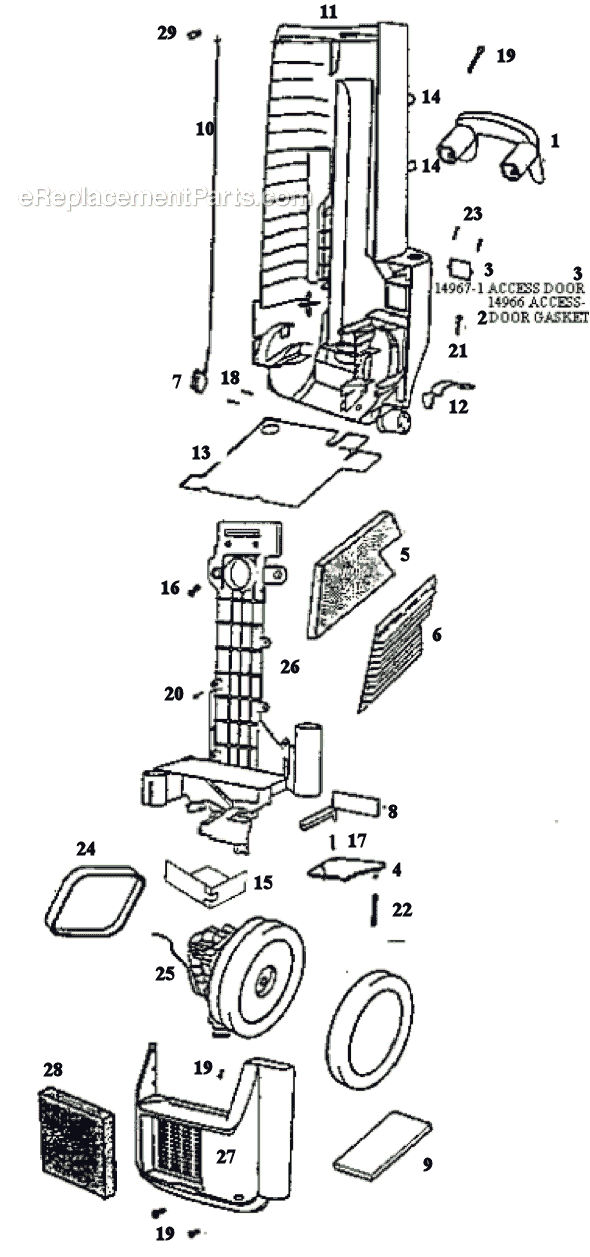 Page B Diagram and Parts List for 6426ATV  Eureka Upright Vacuum
