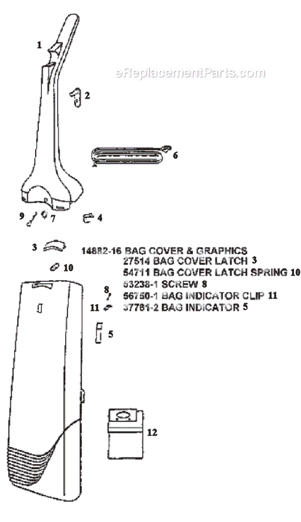 Page C Diagram and Parts List for 6426ATV  Eureka Upright Vacuum
