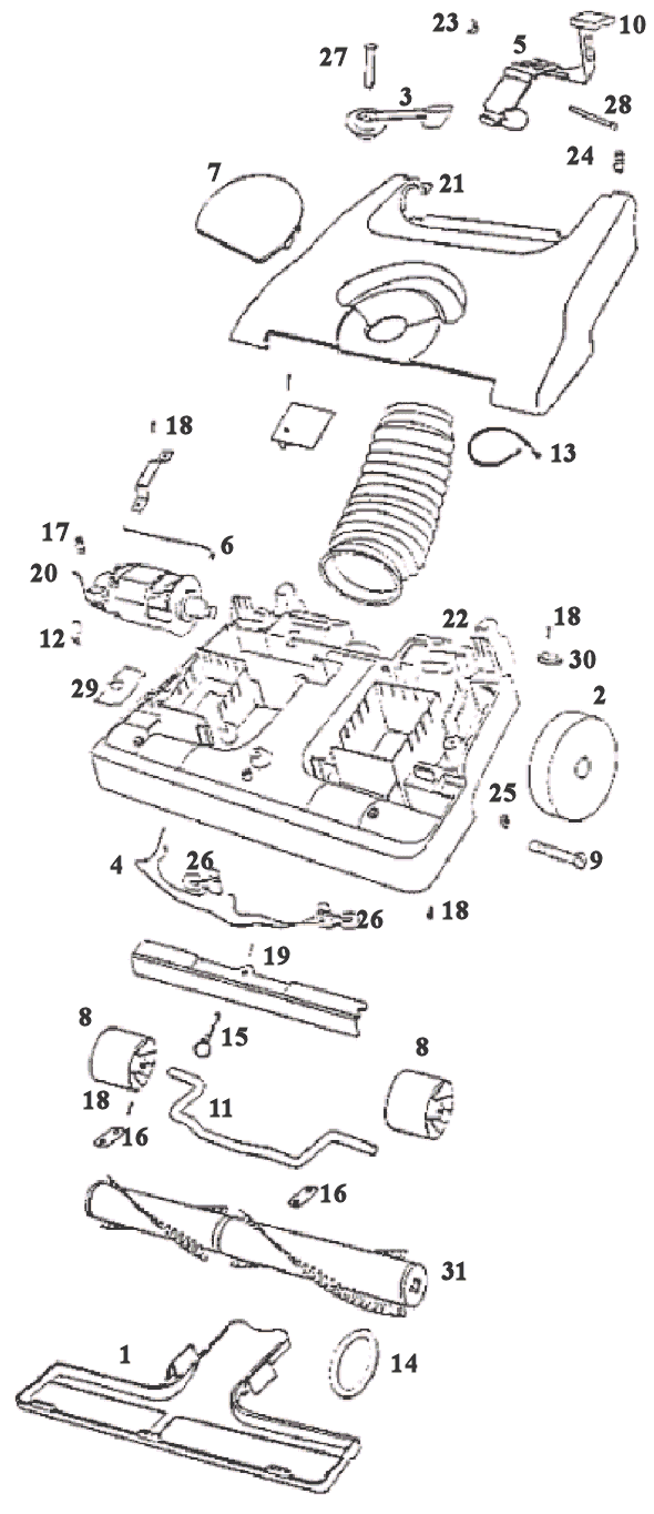Page A Diagram and Parts List for 6426AT  Eureka Upright Vacuum