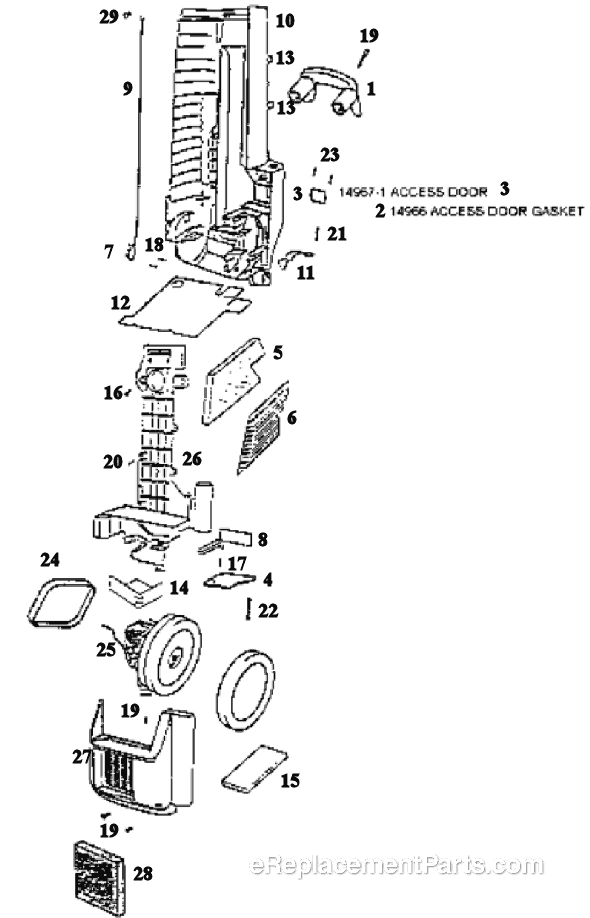 Page B Diagram and Parts List for 6426BT  Eureka Upright Vacuum