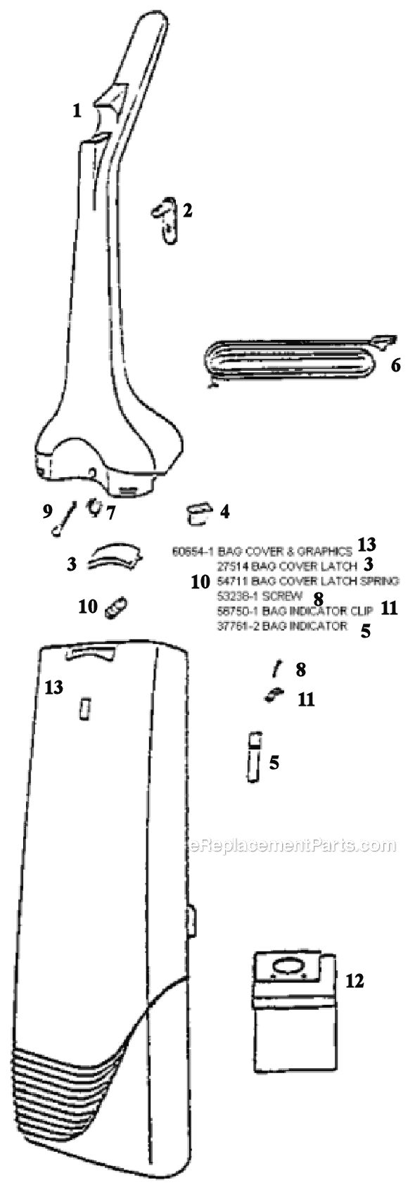 Page C Diagram and Parts List for 6426BT  Eureka Upright Vacuum