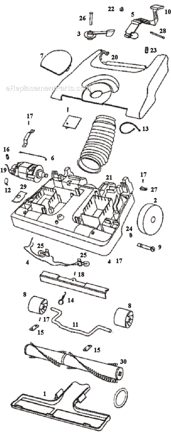 Page A Diagram and Parts List for 6435AT  Eureka Upright Vacuum