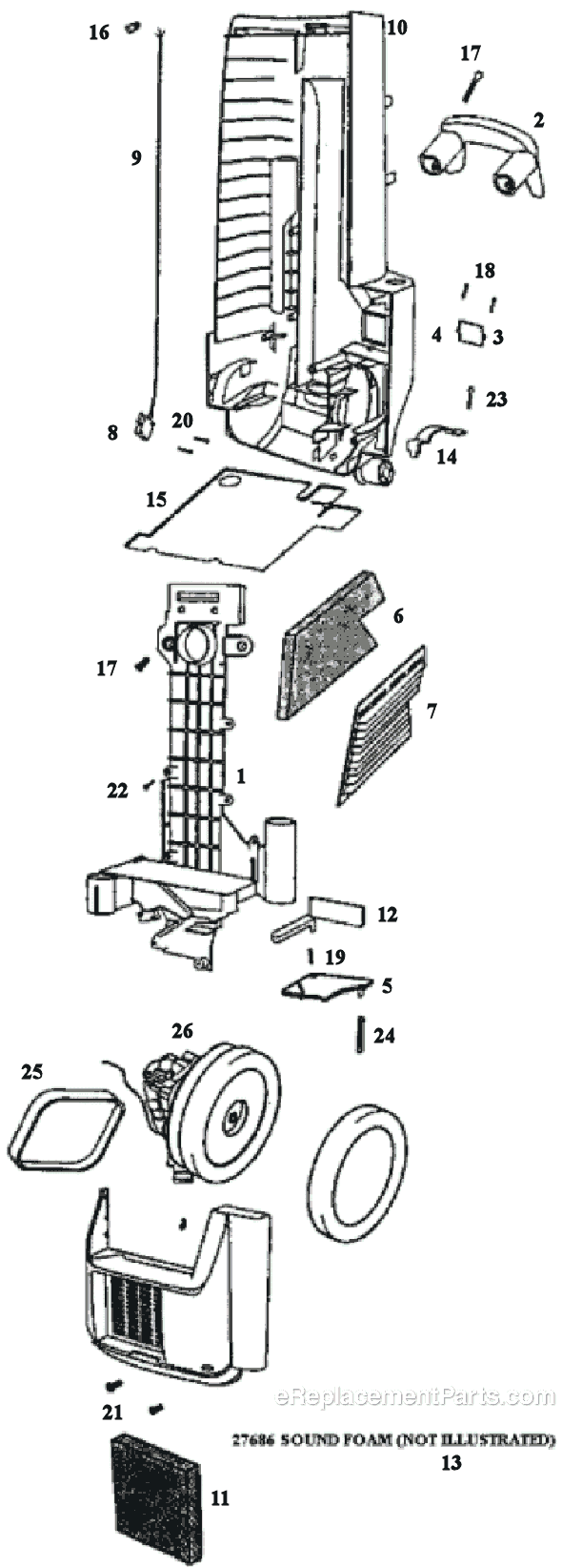 Page B Diagram and Parts List for 6435AT  Eureka Upright Vacuum