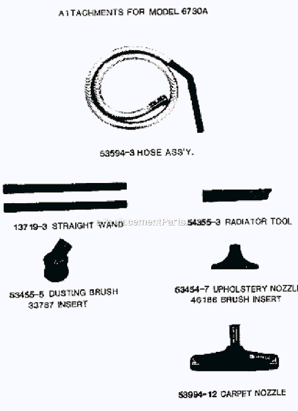 Page B Diagram and Parts List for 6730A  Eureka Canister Vacuum