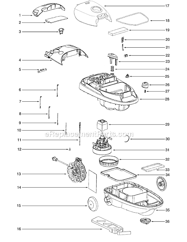 Page B Diagram and Parts List for 6851A  Eureka Canister Vacuum