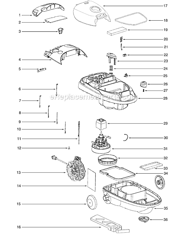 Page B Diagram and Parts List for 6852AN  Eureka Canister Vacuum