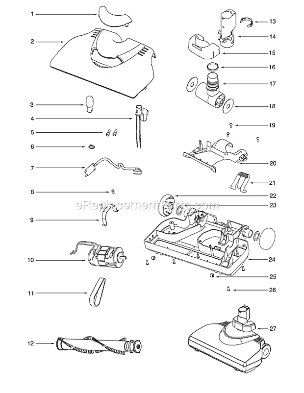 Page C Diagram and Parts List for 6852AN  Eureka Canister Vacuum
