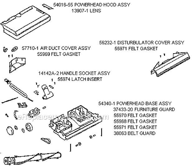 Page D Diagram and Parts List for 6980A  Eureka Canister Vacuum