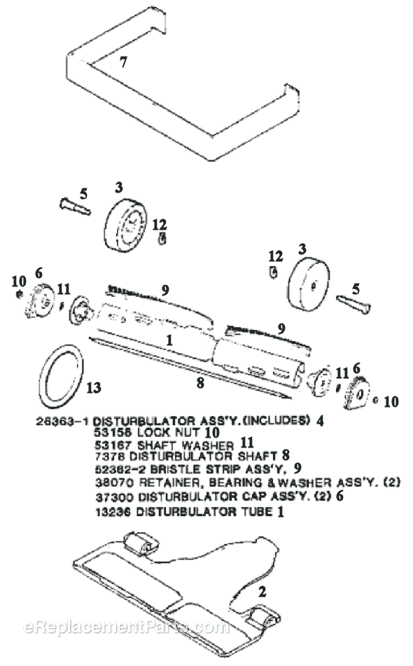 Page D Diagram and Parts List for 7577DT  Eureka Upright Vacuum