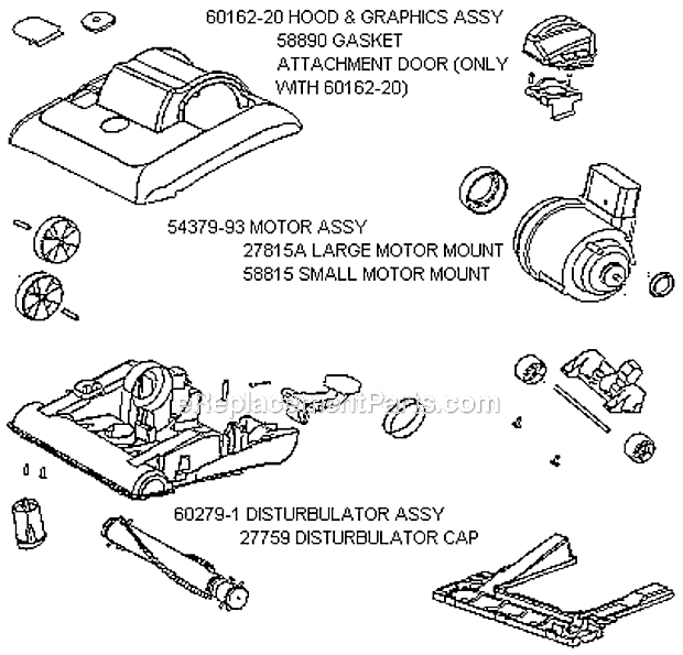 Page B Diagram and Parts List for 7601B  Eureka Upright Vacuum