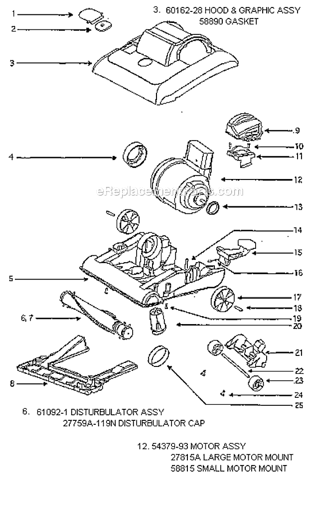 Page B Diagram and Parts List for 7601D  Eureka Upright Vacuum