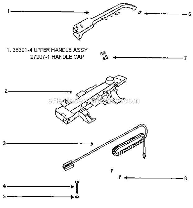 Page D Diagram and Parts List for 7601D  Eureka Upright Vacuum