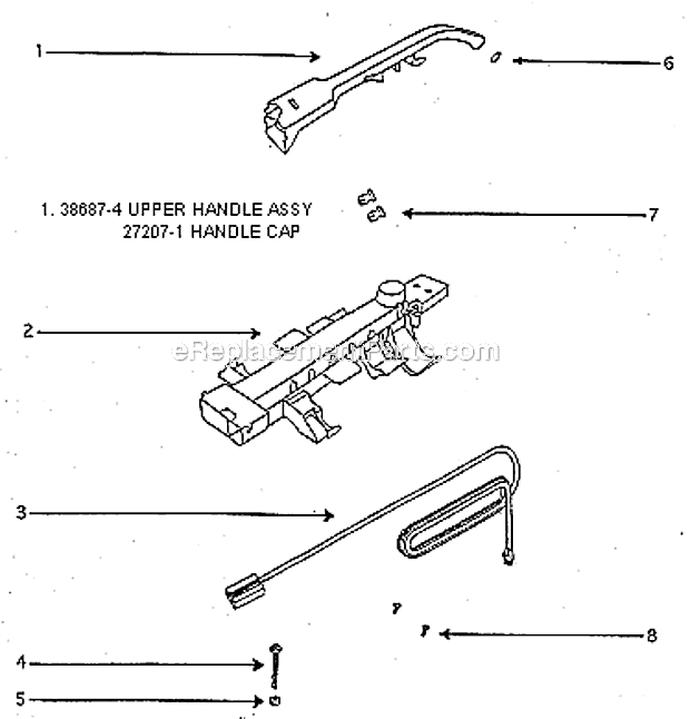 Page D Diagram and Parts List for 7605AT  Eureka Upright Vacuum