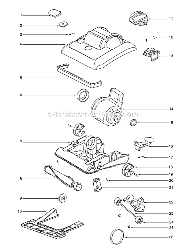 Page B Diagram and Parts List for 7606AA  Eureka Upright Vacuum