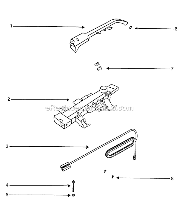 Page D Diagram and Parts List for 7606AA  Eureka Upright Vacuum
