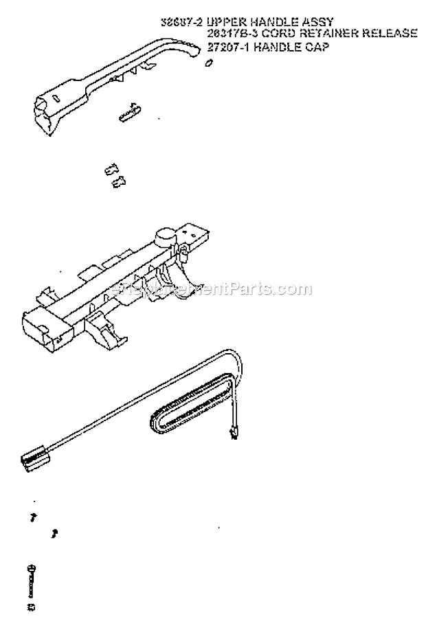 Page D Diagram and Parts List for 7608AT  Eureka Upright Vacuum