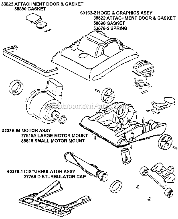 Page B Diagram and Parts List for 7608DT  Eureka Upright Vacuum